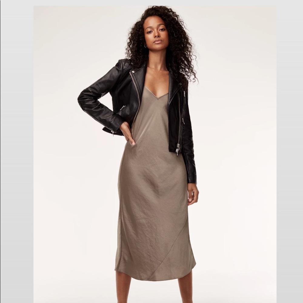 Aritzia Wilfred Free Only Slip Satin Midi Dress